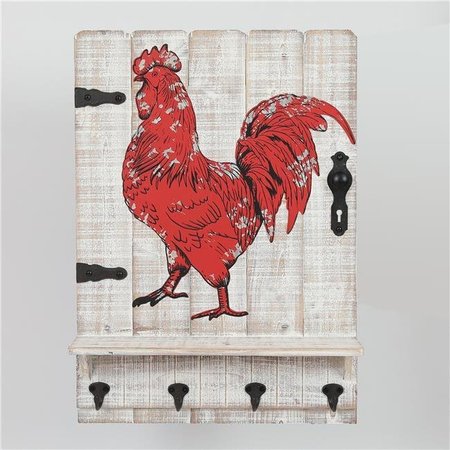 TAPIS RUGS Rooster Wall Plaque with 4 Key Hooks TA832722